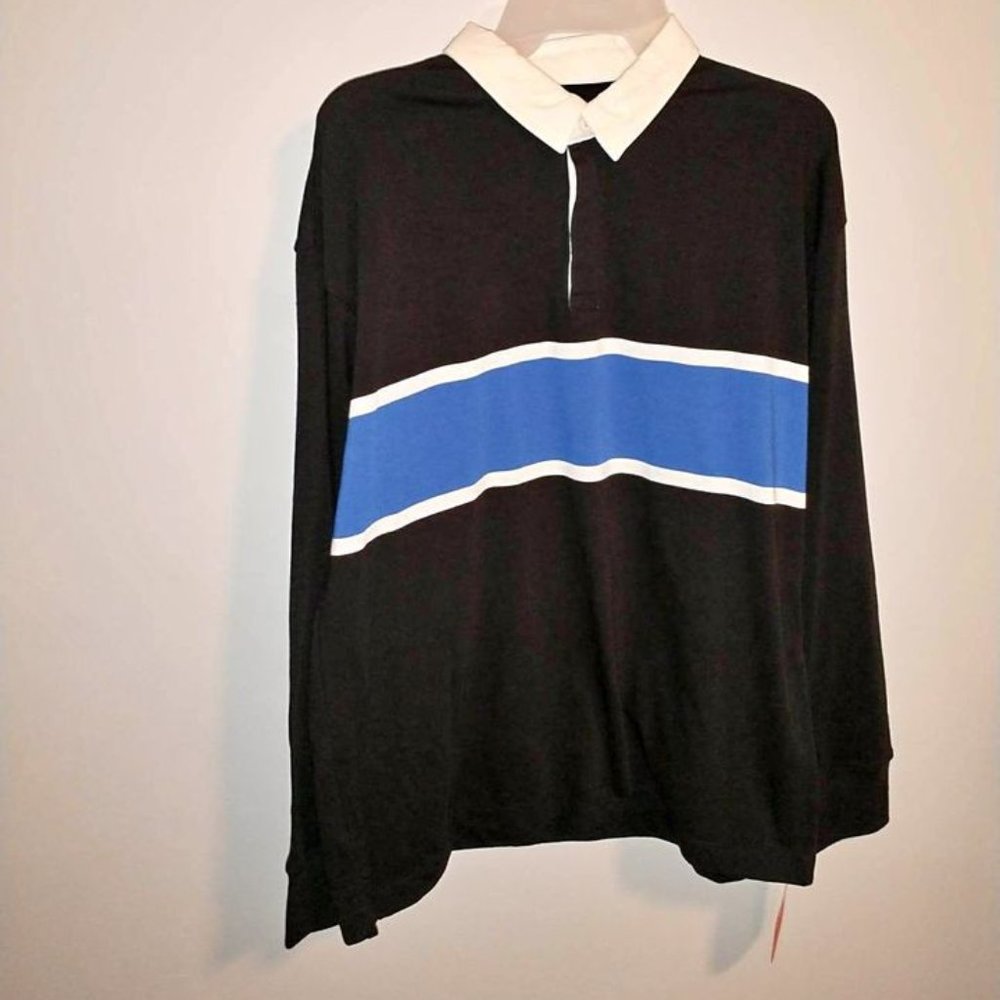 WONDER NATION boys black blue dress shirt Long Sleeve size XXL 18 k-309